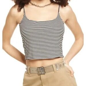 New! BP. Nordstrom striped spaghetti strap crop top blouse, black white, medium
